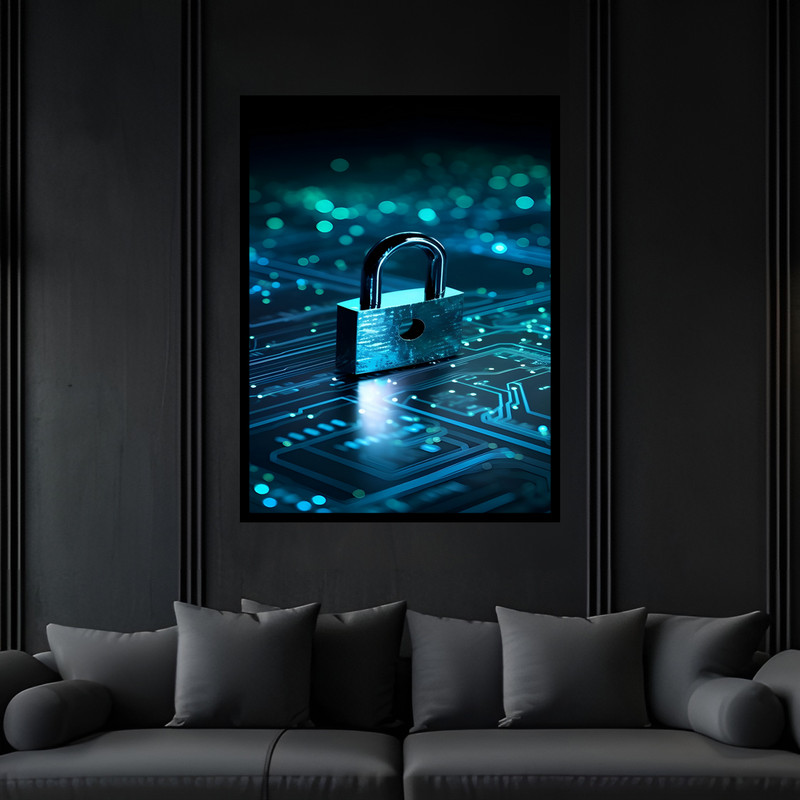 تابلو بکلیت طرح تکنولوژی فناوری امنیت شبکه کامپیوتر مدل B-bu7376 فریم مشکی