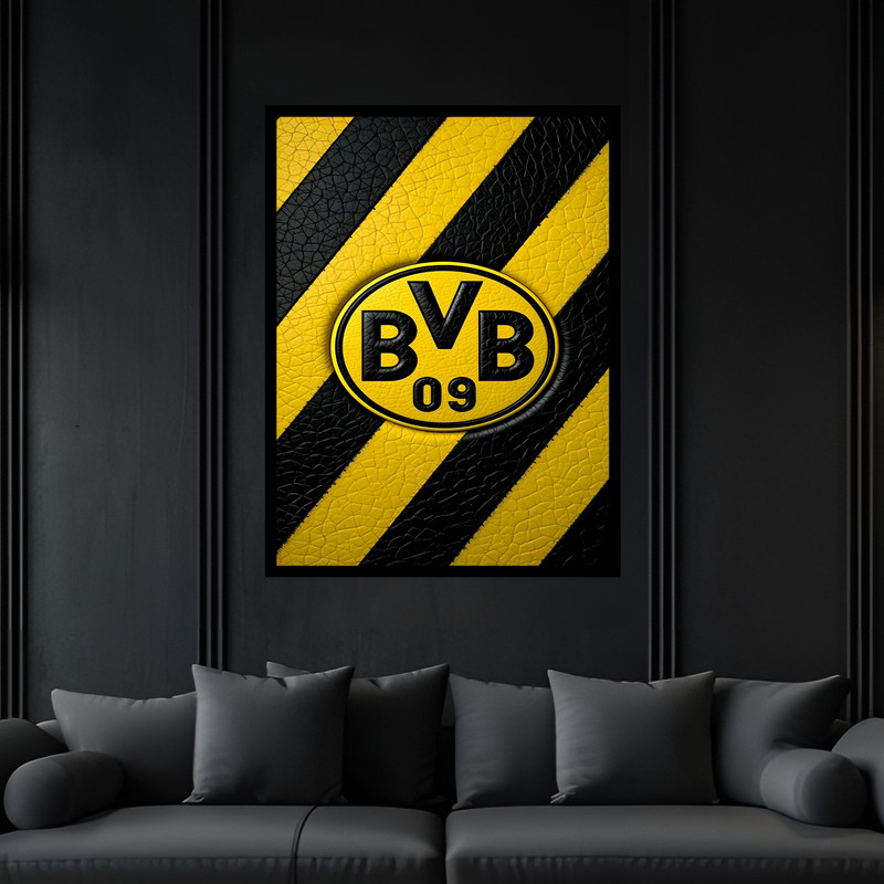 تابلو بکلیت طرح ورزشی باشگاه فوتبال دورتموند مدل B-bu7124 فریم مشکی