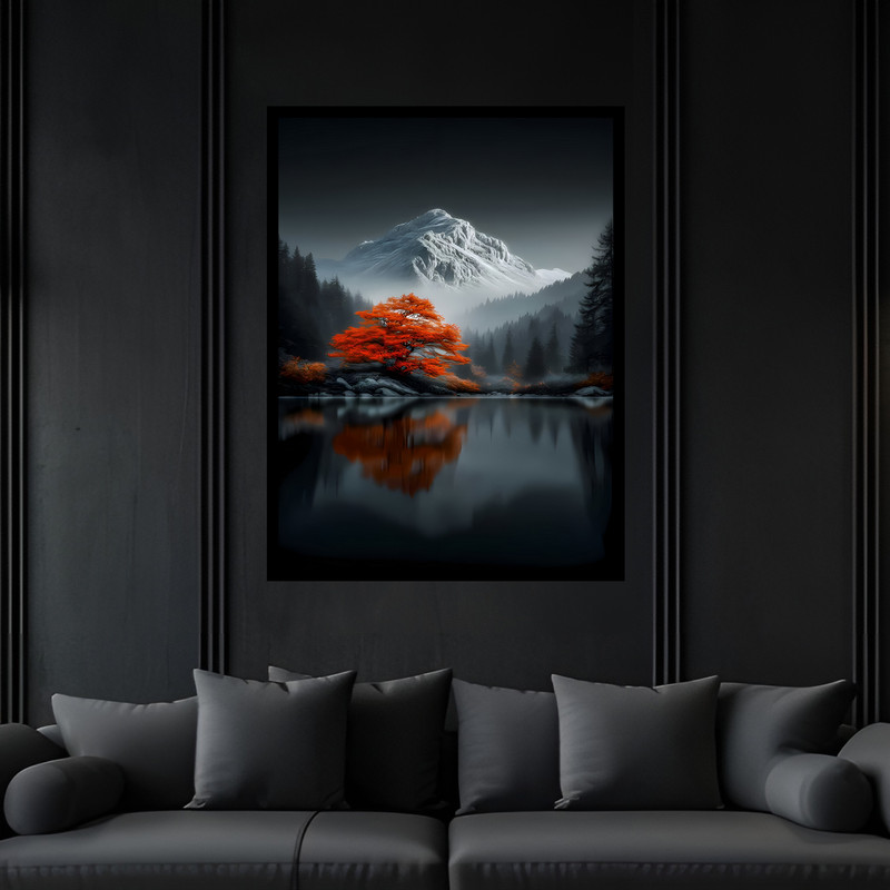 تابلو بکلیت طرح طبیعت مینیمال مدل B-bu7064 فریم مشکی