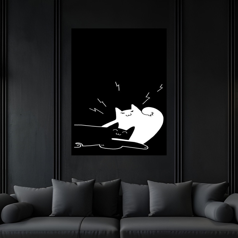 تابلو بکلیت طرح فانتزی دکوری حیوانات گربه مدل B-bu6753 فریم مشکی