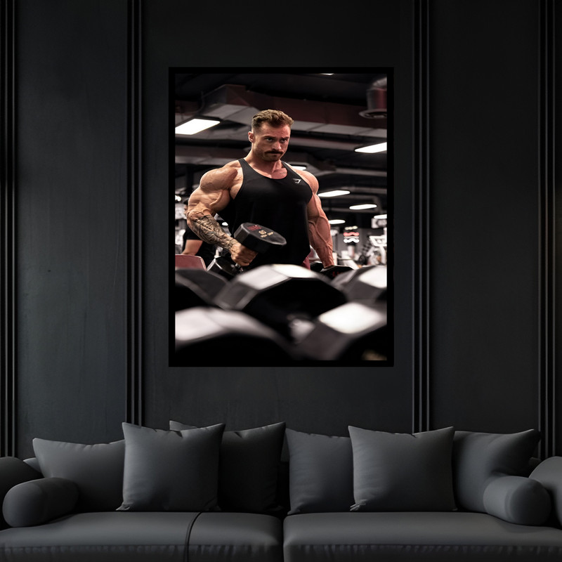 تابلو بکلیت طرح ورزشی بدنسازی تناسب اندام  کریس بامستد مدل B-bu7294 فریم مشکی