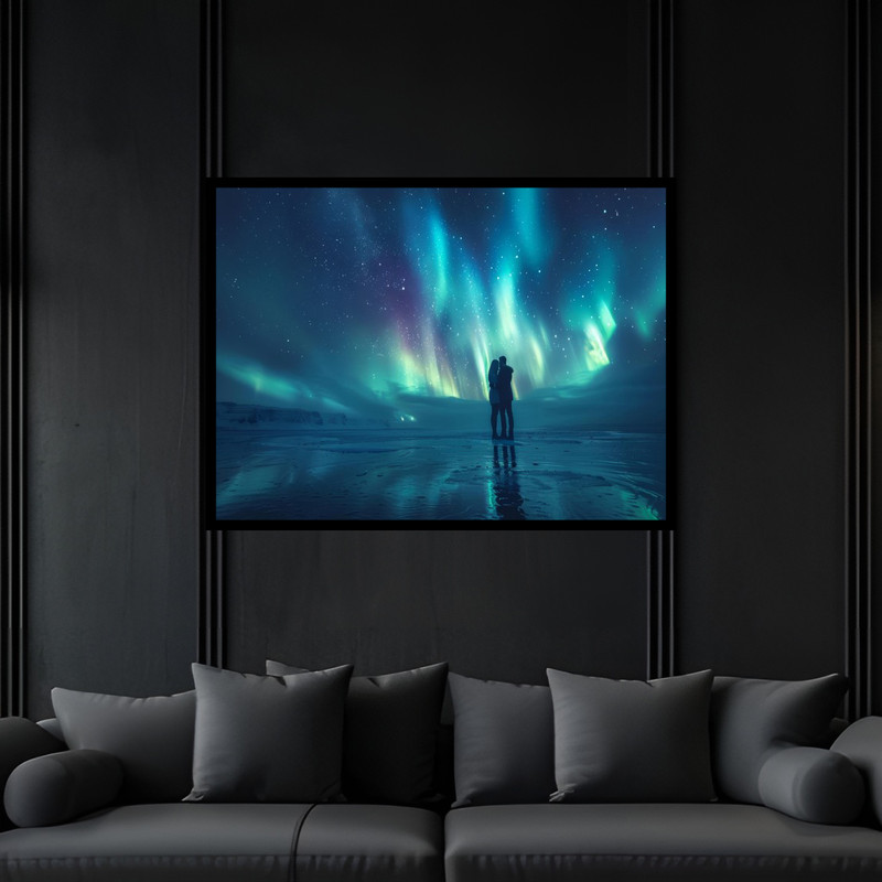 تابلو بکلیت طرح هنری شفق قطبی  مدل B-bu6592 فریم مشکی