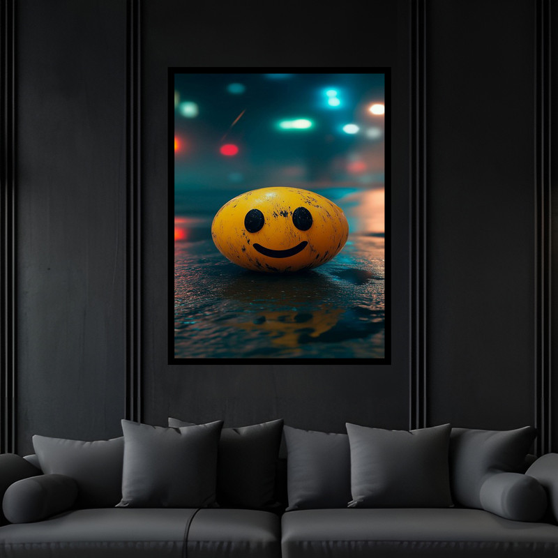تابلو بکلیت طرح دکوری شکلک ایموجی خنده مدل B-bu6256 فریم مشکی