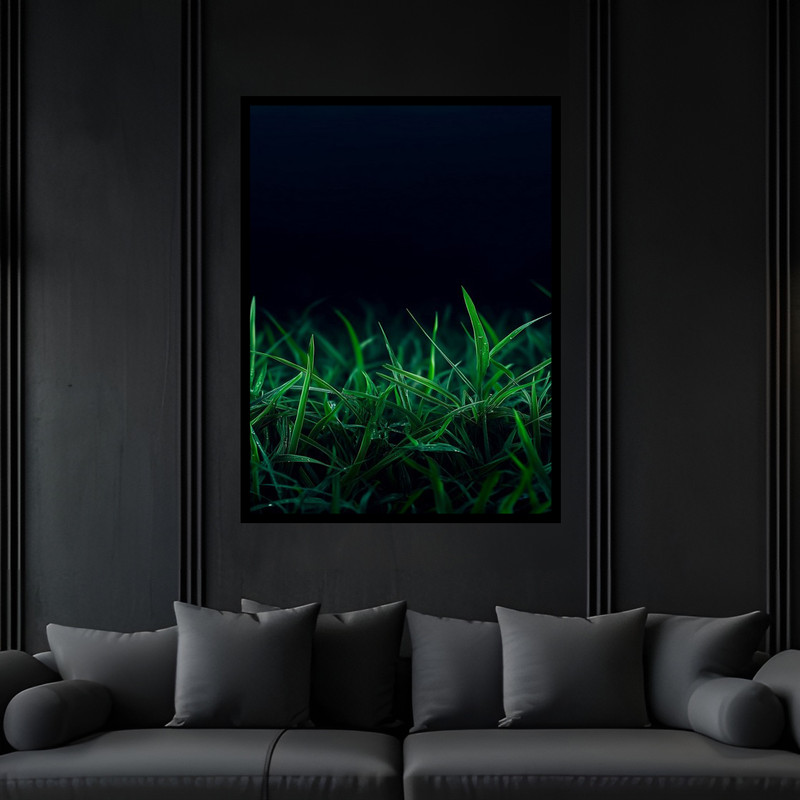 تابلو بکلیت طرح دکوری طبیعت چمن و گیان مدل B-bu6257 فریم مشکی