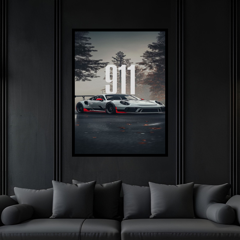 تابلو بکلیت طرح خودرو و ماشین مسابقه پورشه مدل B-bu6112 فریم مشکی