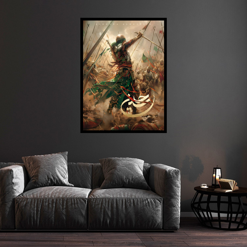 تابلو بکلیت طرح تصویر مذهبی کربلا و امام حسین و روز عاشورا مدل B-bu5619 فریم مشکی