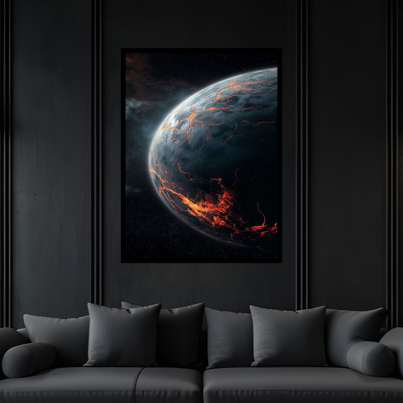 تابلو بکلیت طرح مدرن فضا و کهکشان سیاره و  ستاره مدل B-bu5998 فریم مشکی