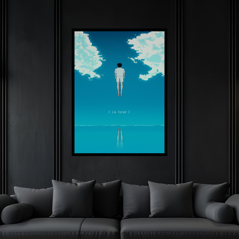 تابلو بکلیت طرح جمله انگیزشی و درونی دکوری خسته و استراحت مدل B-bu5922 فریم مشکی