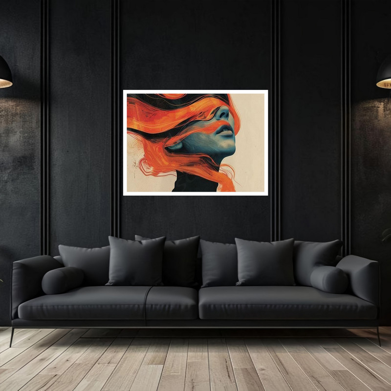 تابلو بکلیت طرح هنری مدرن و مینیمال چهره ژستیک دخترانه مدل W-bu5581 فریم سفید
