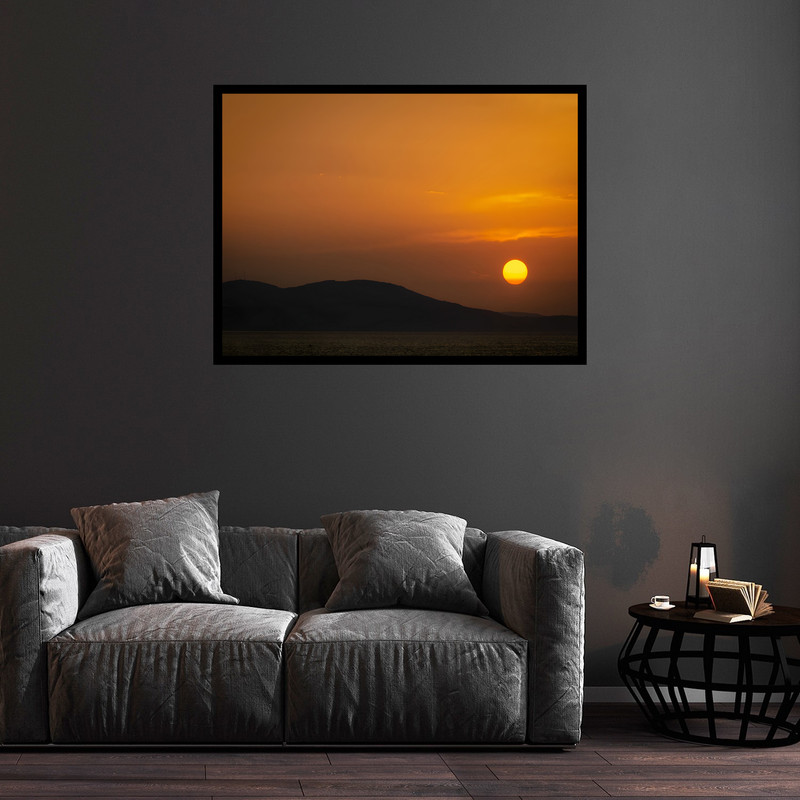 تابلو بکلیت طرح دکوری هنری غروب آفتاب مدل B-bu5580 فریم مشکی