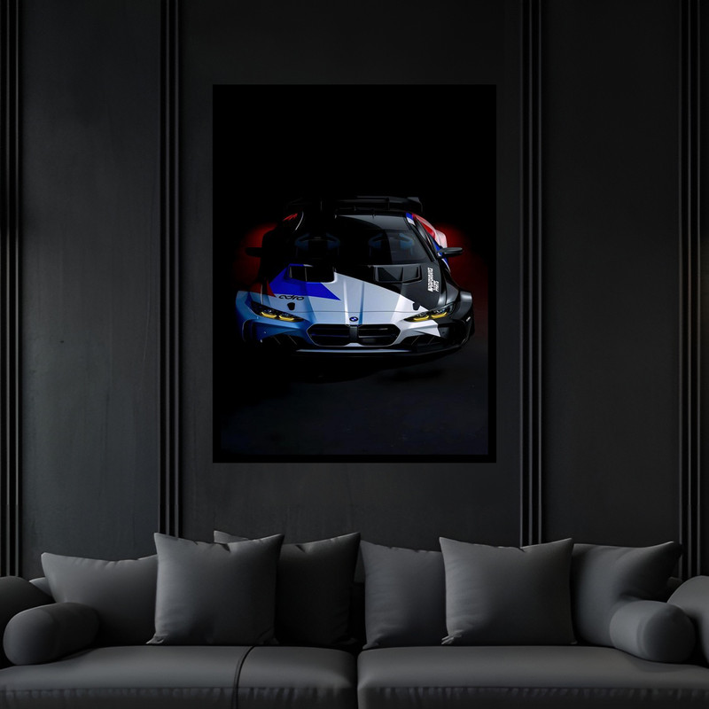 تابلو بکلیت طرح مدرن خودرو و ماشین مسابقه بی ام و  BMW مدل B-bu6532 فریم مشکی