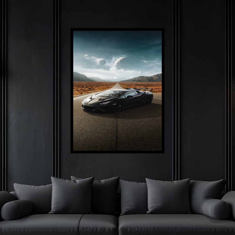 تابلو بکلیت طرح دکوری خودرو لوکس ماشین لامبورگینی مدل B-bu5905 فریم مشکی