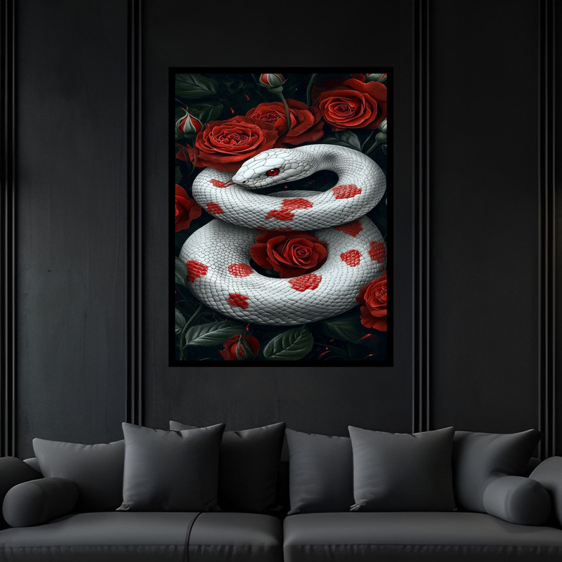 تابلو بکلیت طرح منظره دسته گل طبیعت دکوری دکوراتیو هنری مدرن حیوانات مار  مدل B-bu6143 فریم مشکی