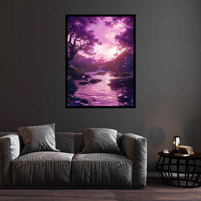 تابلو بکلیت طرح دکوری هنری منظره طبیعت مدل B-bu5696 فریم مشکی