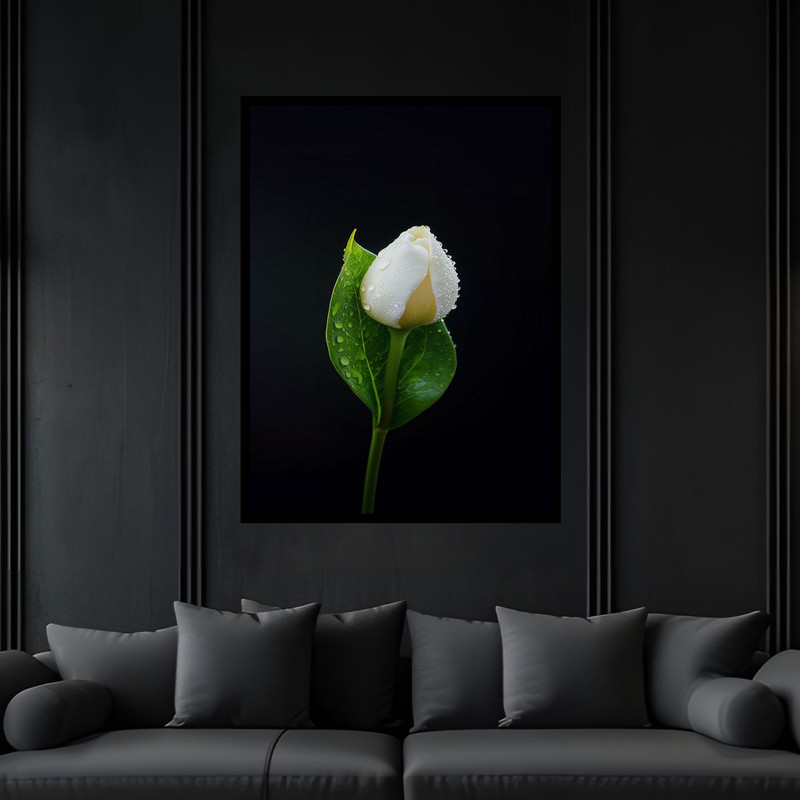 تابلو بکلیت طرح دکوراتیو مدرن شاخه گل مدل B-bu6250 فریم مشکی