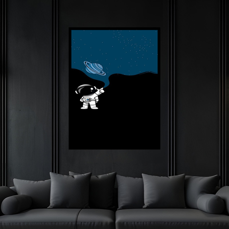 تابلو بکلیت طرح دکوری فانتزی دکوراتیو کهکشان و فضا نورد مدل B-bu6878 فریم مشکی