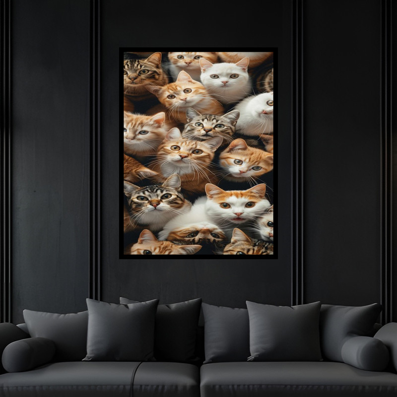 تابلو بکلیت طرح هنری فانتزی دکوراتیو حیوانات گربه مدل B-bu6875 فریم مشکی