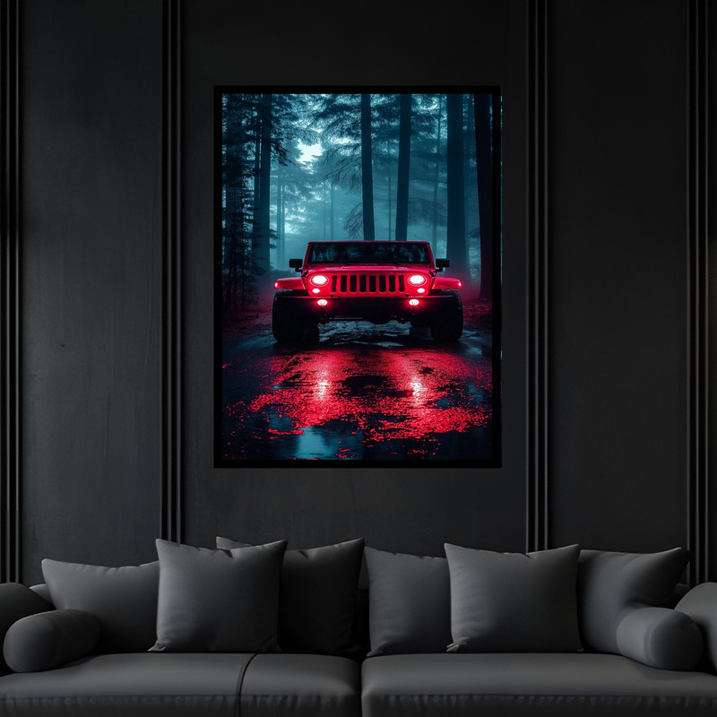 تابلو بکلیت طرح مدرن خودرو و ماشین آفرود جیپ مدل B-bu6186 فریم مشکی