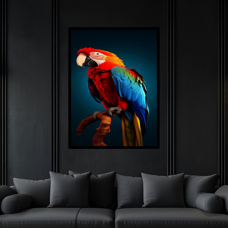 تابلو بکلیت طرح دکوری دکوراتیو فانتزی حیوانات پرنده طوطی  مدل B-bu6026 فریم مشکی