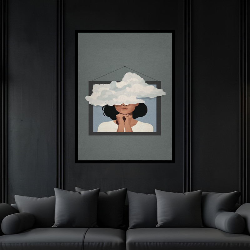 تابلو بکلیت طرح دکوری دکوراتیو دخترانه مینیمال مدل B-bu5898 فریم مشکی