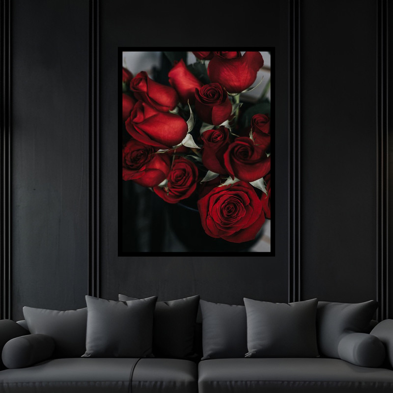 تابلو بکلیت طرح دکوری هنری و دکوراتیو دسته گل مدل B-bu5976 فریم مشکی