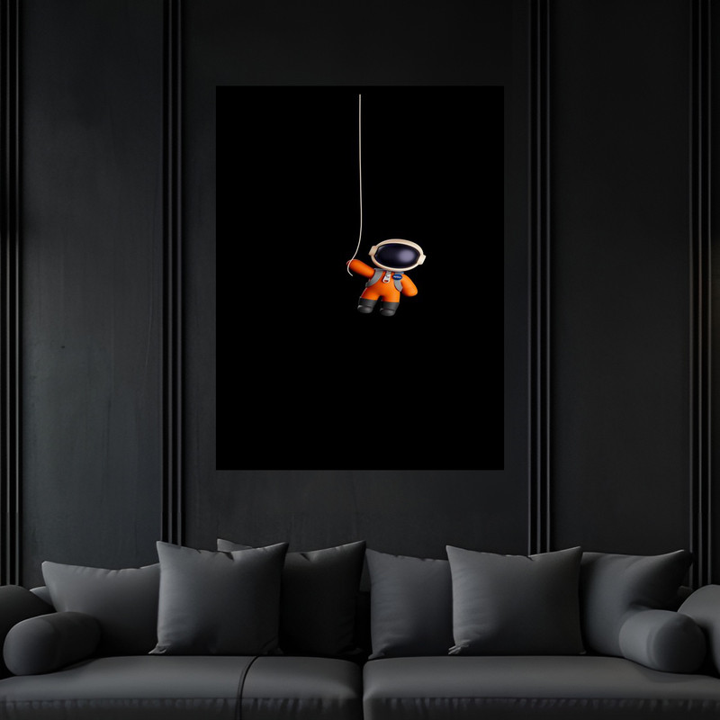 تابلو بکلیت طرح فانتزی دکوری فضانورد  کودک و کودکان مدل B-bu6084 فریم مشکی