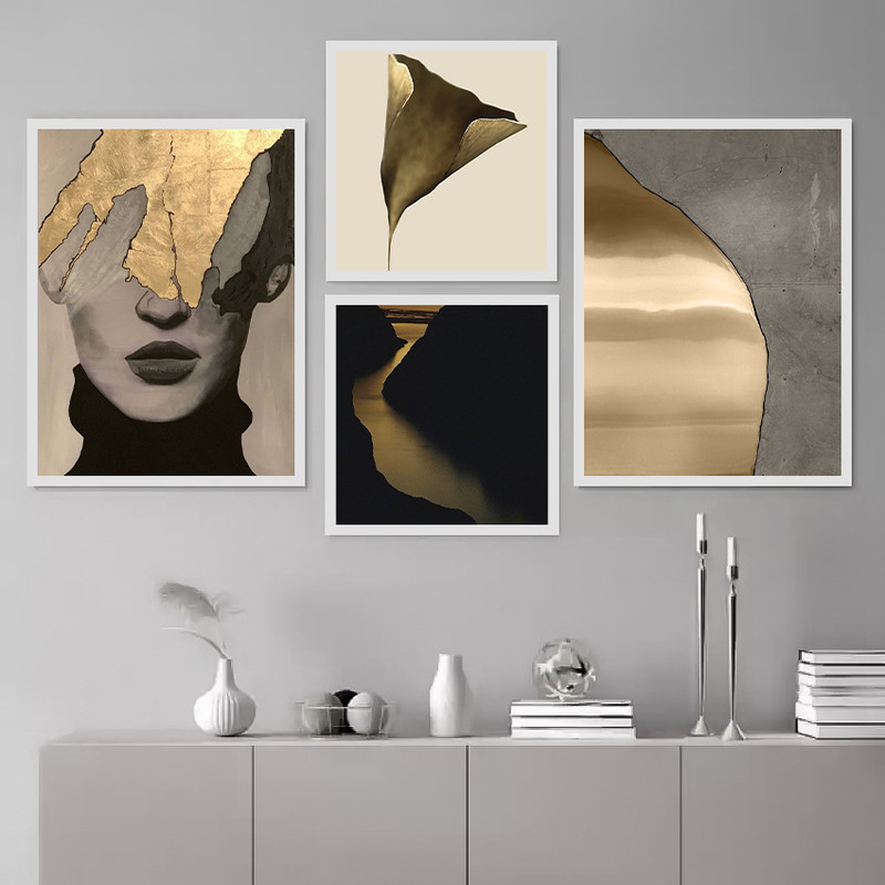 تابلو بکلیت طرح دکوری و مدرن چهره ژستیک  و مینیمال مدل W-bu3782 مجموعه 4 عددی