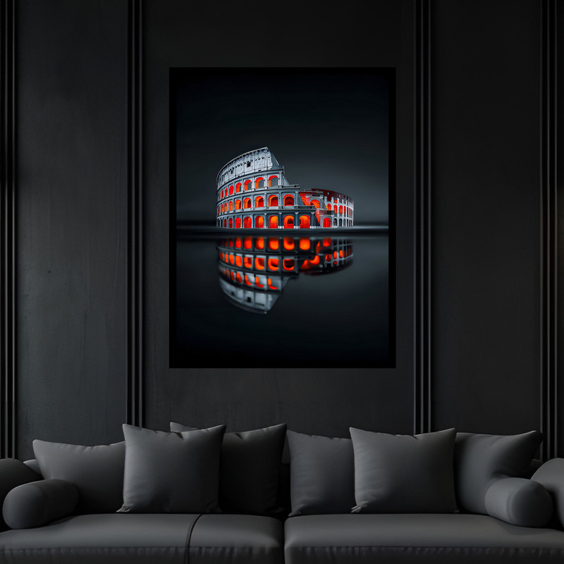 تابلو بکلیت طرح مینیمال باستانی تاریخی ایتالیا روم مدل B-bu7179 فریم مشکی