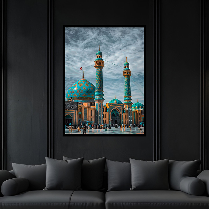 تابلو بکلیت طرح مذهبی مسجد جمکران امام زمان (عج) مدل B-bu7515 فریم مشکی