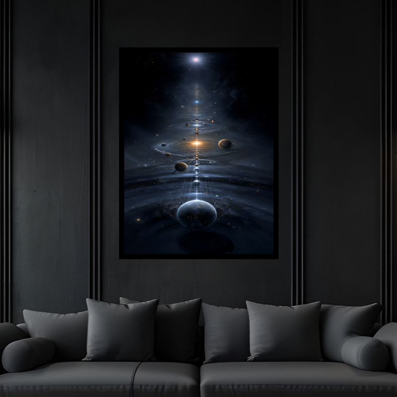 تابلو بکلیت طرح دکوری فضا و کهکشان فضانورد مدل B-bu7079 فریم مشکی