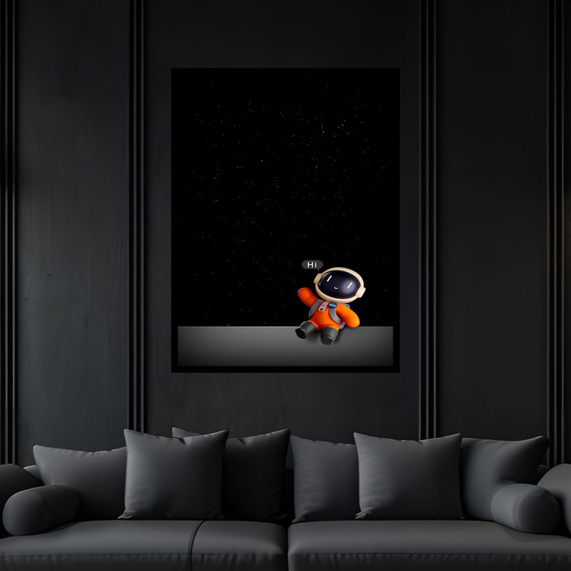 تابلو بکلیت طرح فانتزی دکوری و کودک و کودکان فضانورد مدل B-bu5886 فریم مشکی