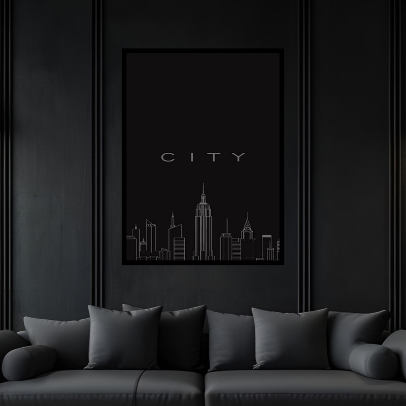 تابلو بکلیت طرح منظره شهری مدرن مدل B-bu6018 فریم مشکی