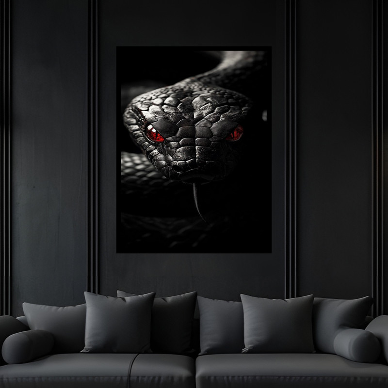 تابلو بکلیت طرح دکوری مدرن حیوانات مار کبرا و افعی مدل B-bu6164 فریم مشکی