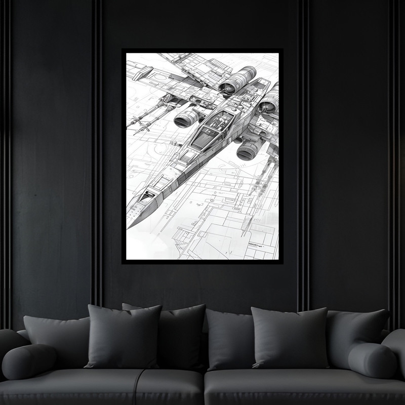 تابلو بکلیت طرح هواپیما و جت جنگی مدل B-bu7367 فریم مشکی