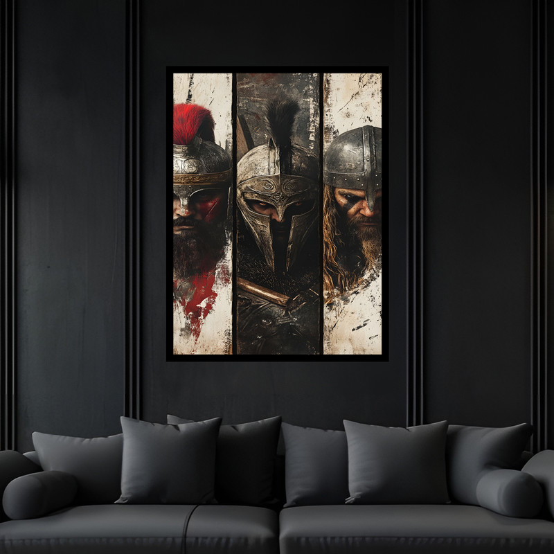تابلو بکلیت طرح جنگجو جنگاور و سرباز روم باستان گلادیاتور مدل B-bu7006 فریم مشکی