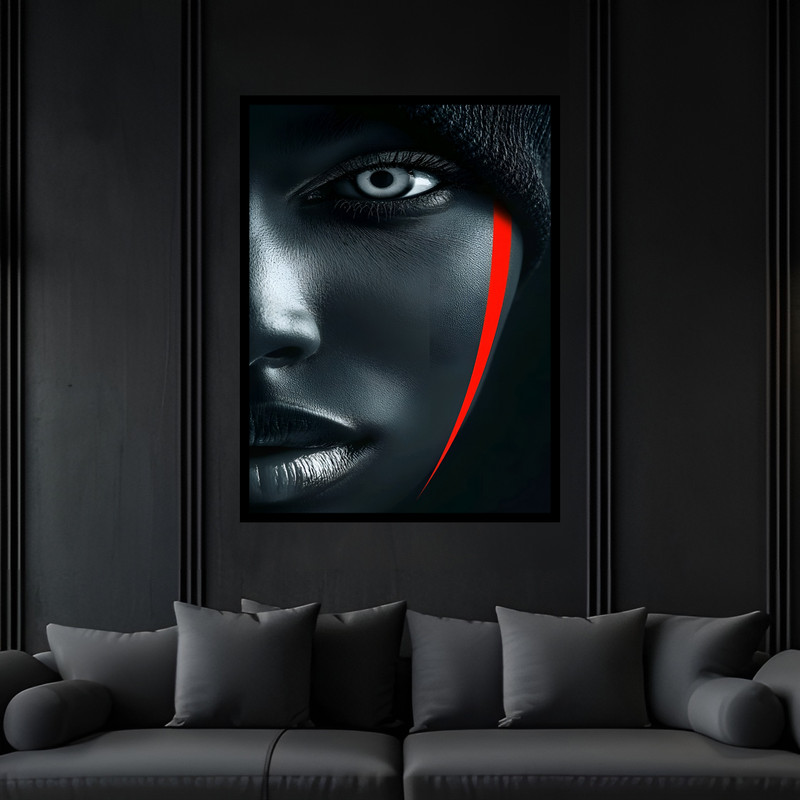 تابلو بکلیت طرح دکوراتیو مدرن ژستیک چهره دخترانه مدل B-bu7374 فریم مشکی