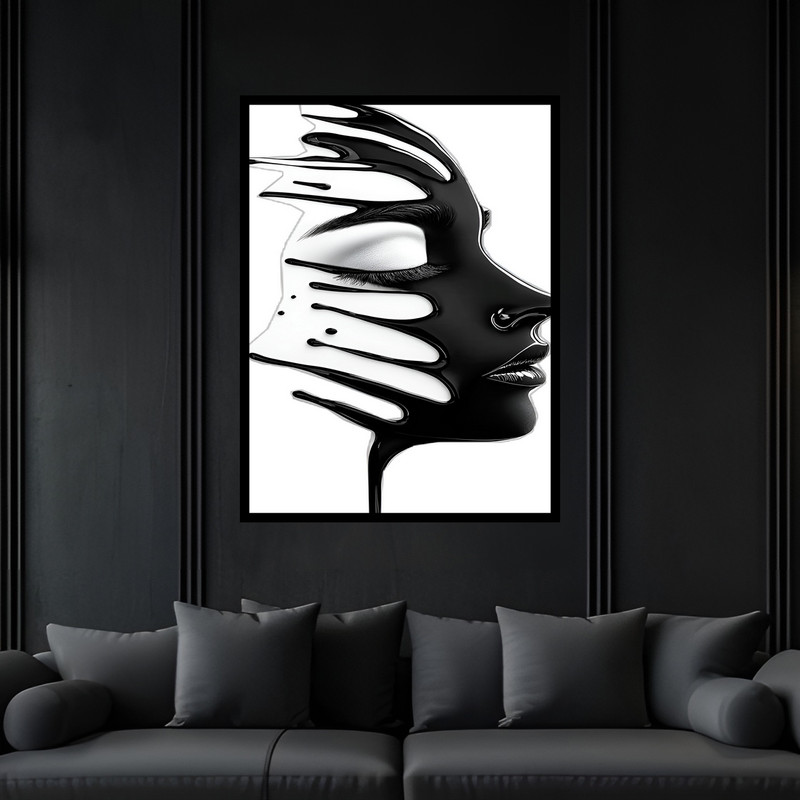 تابلو بکلیت طرح دکوراتیو مدرن ژستیک چهره دخترانه مدل B-bu6906 فریم مشکی