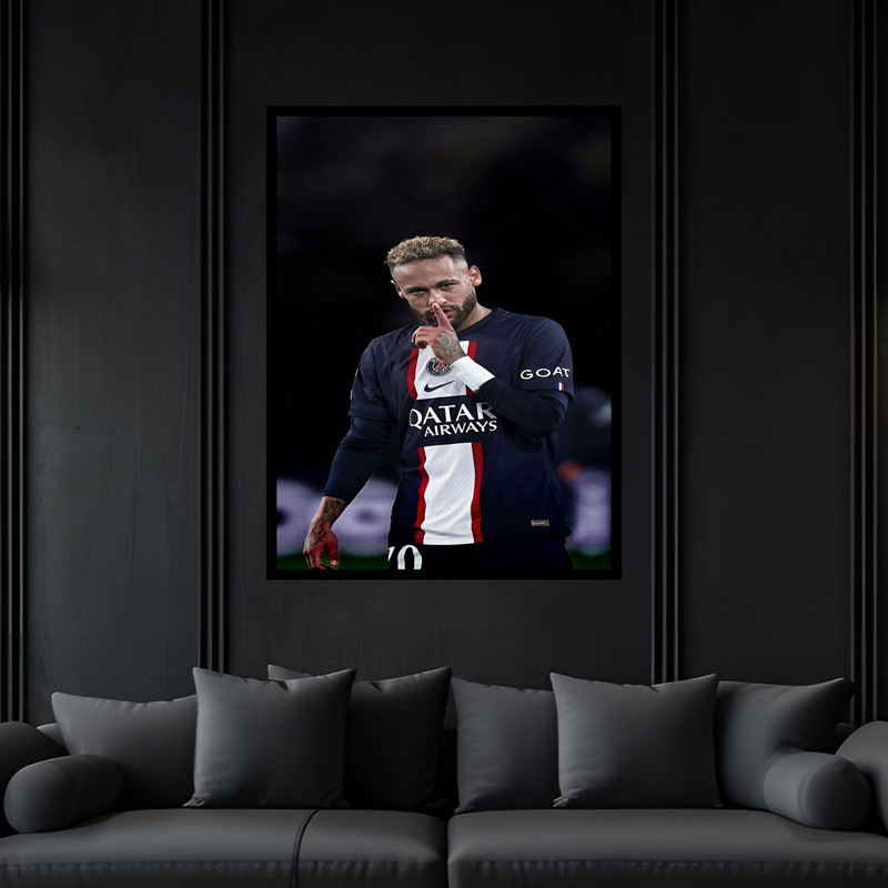 تابلو بکلیت طرح ورزشی بازیکن فوتبال نیمار مدل B-bu7511 فریم مشکی