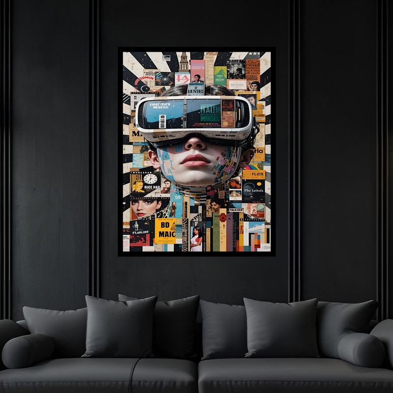 تابلو بکلیت طرح دکوراتیو مدرن ژستیک چهره دخترانه مدل B-bu7102 فریم مشکی