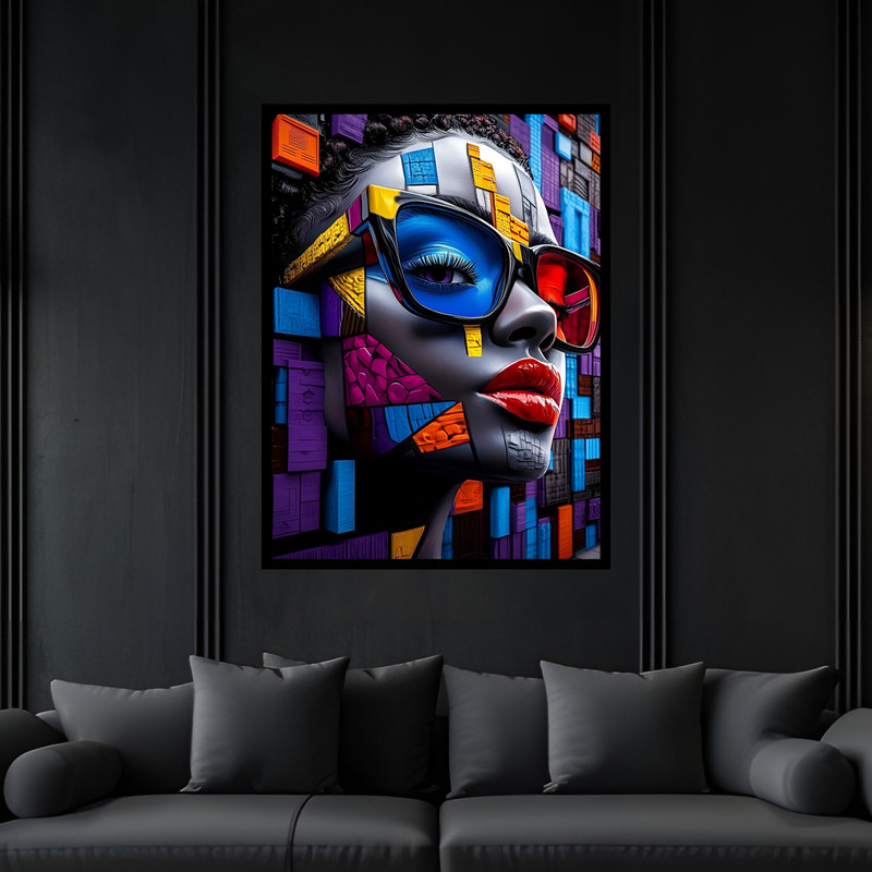 تابلو بکلیت طرح دکوراتیو مدرن ژستیک چهره دخترانه مدل B-bu7359 فریم مشکی