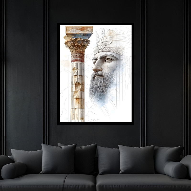 تابلو بکلیت طرح کوروش هخامنشیان و تخت جمشید باستانی تاریخی ایران مدل B-bu7007 فریم مشکی