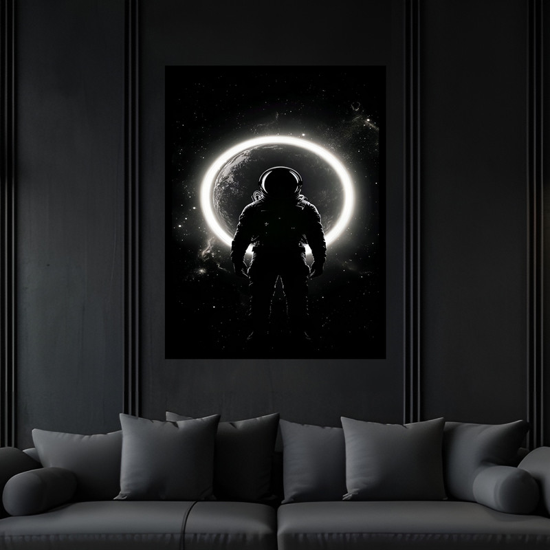 تابلو بکلیت طرح دکوری فضا و کهکشان فضانورد مدل B-bu7160 فریم مشکی