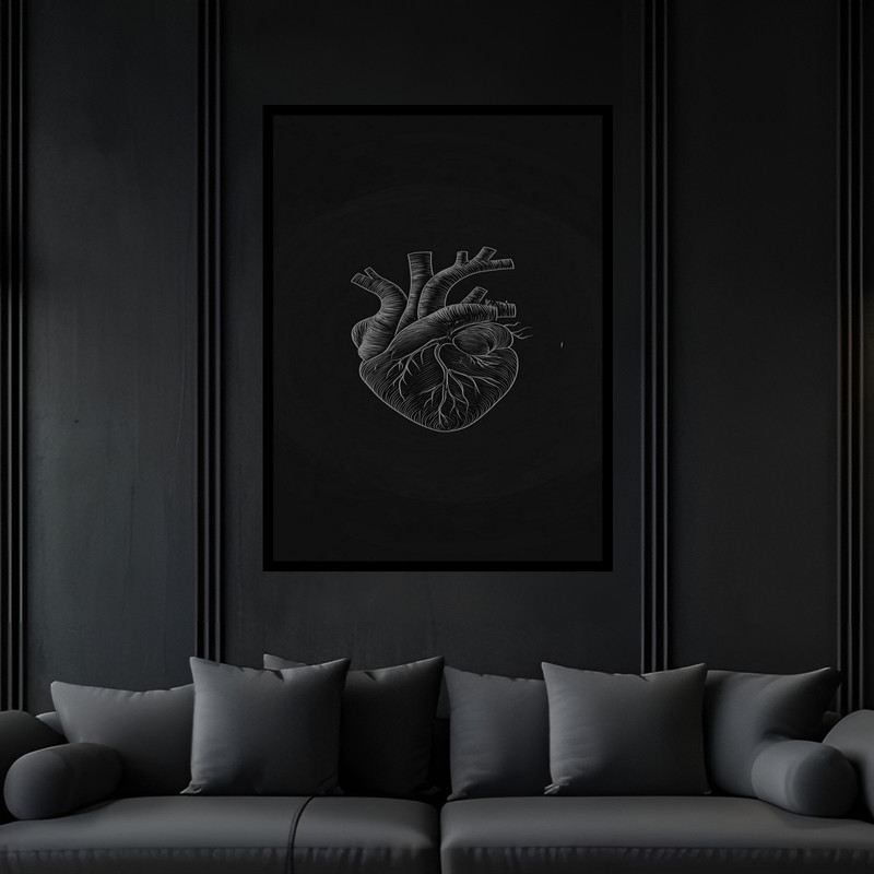 تابلو بکلیت طرح دکوراتیو قلب انسان مدل B-bu6247 فریم مشکی