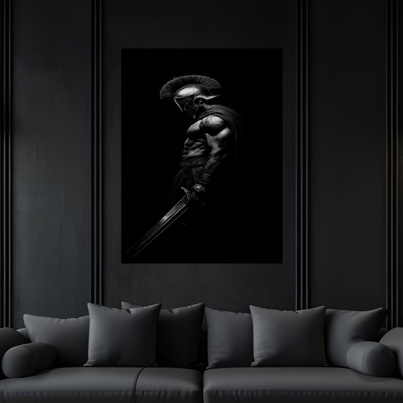 تابلو بکلیت طرح مدرن خفن دکوری جنگجوی شوالیه مدل B-bu6238 فریم مشکی