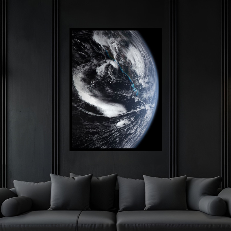 تابلو بکلیت طرح دکوراتیو سیاره زمین مدل B-bu6228 فریم مشکی