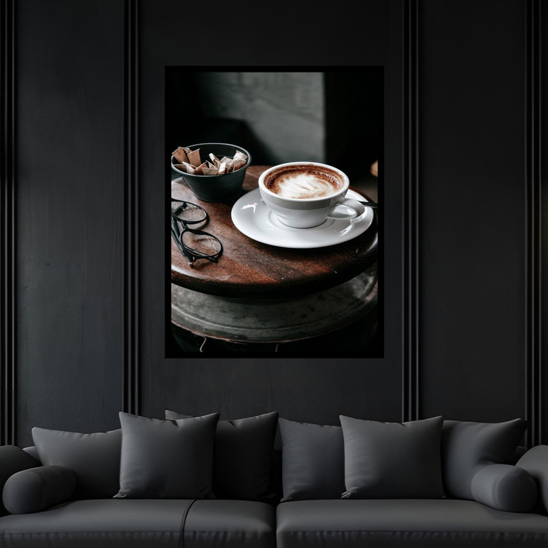 تابلو بکلیت طرح کافه و کافی شاپ فنجان قهوه مدل B-bu6227 فریم مشکی