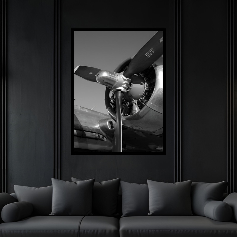 تابلو بکلیت طرح موتور هواپیما مدل B-bu7464 فریم مشکی