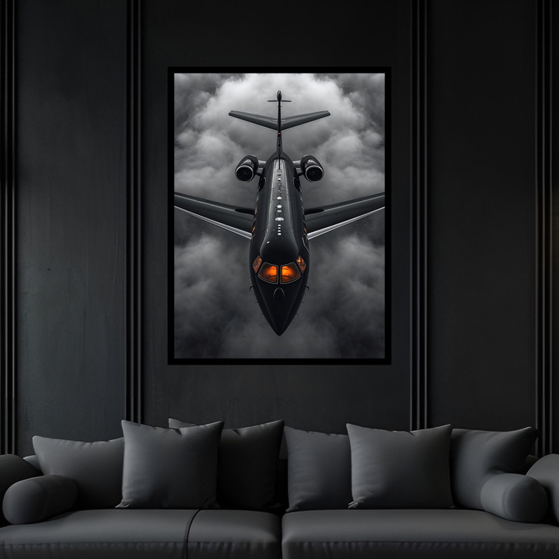تابلو بکلیت طرح پرواز هواپیما مدل B-bu6977 فریم مشکی