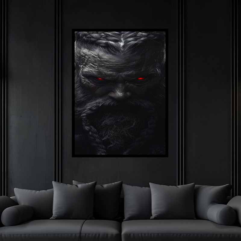 تابلو بکلیت طرح دکوری شخصیت رگنار وایکینگ ها مدل B-bu6427 فریم مشکی