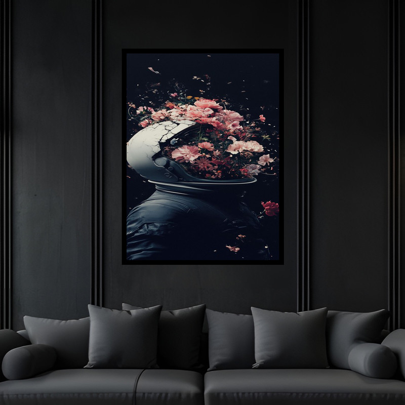 تابلو بکلیت طرح دکوری فانتزی فضانورد مدل B-bu6331 فریم مشکی